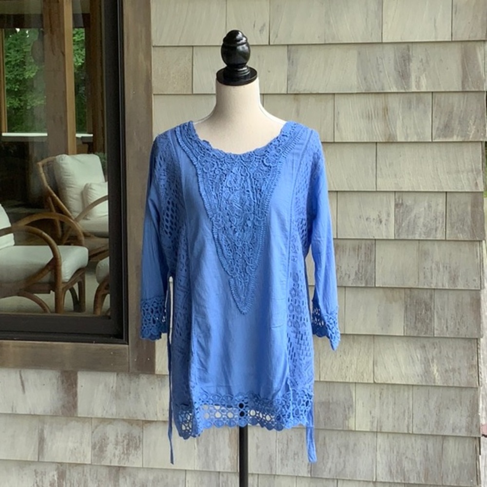 Denim Semisheer Lace Tunic